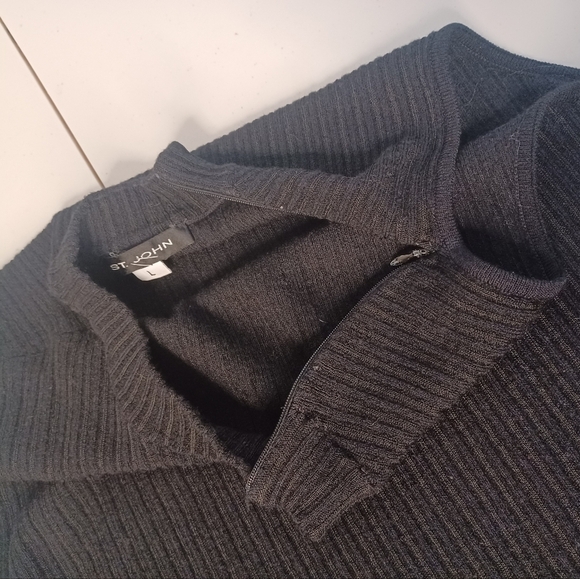 St. John Wool Blend Sleeveless Mockneck Old Money Ribbed Knit Sweater Top - Picture 11 of 13